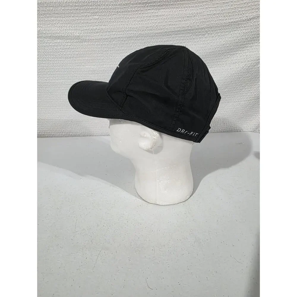 Nike Hat Cap Strap Back One Size Black White Dri-FIT Featherlight Running